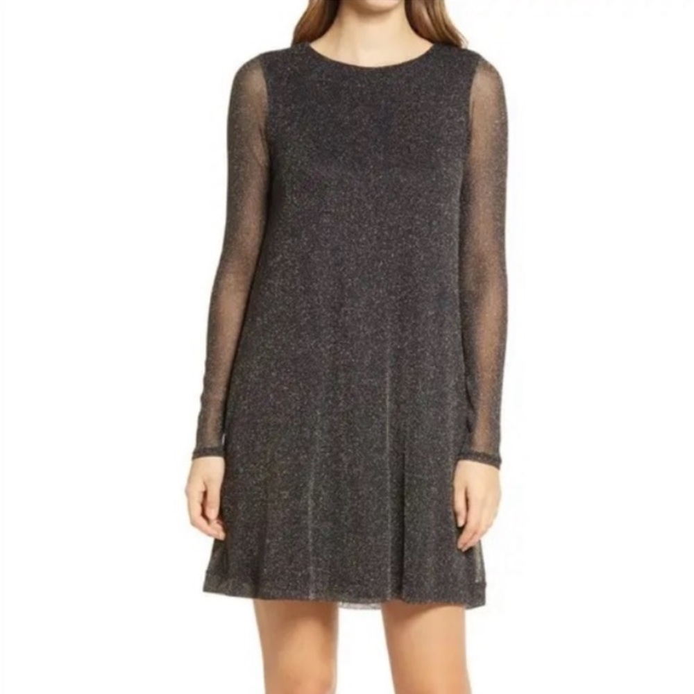 NWT Lilly Pulitzer Ophelia Black Sparkly Party Dress Sheer Arms XXL